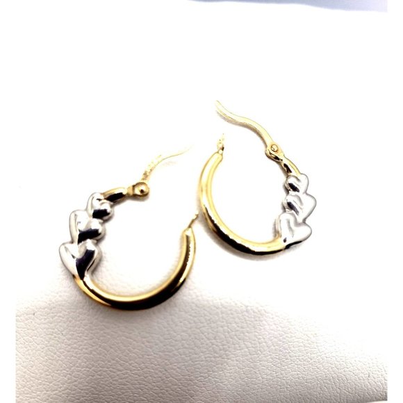 14K REAL GOLD Super Light Hollow Hearts Hoop Earrings - Picture 9 of 12